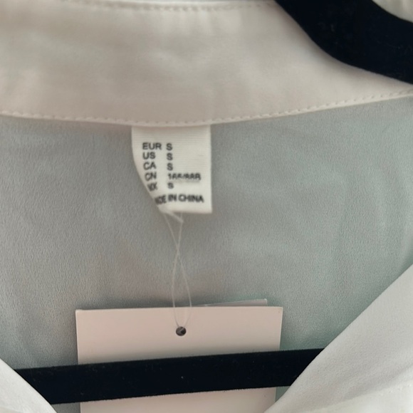 NWT White Fringe Semi-Sheer Button Down Shirt - Picture 2 of 5